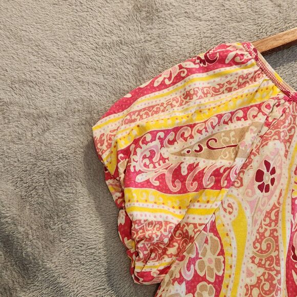 Juicy Couture Pink Henley Floral Paisley Mini Dress Size Large Y2K Feminine - Picture 6 of 11